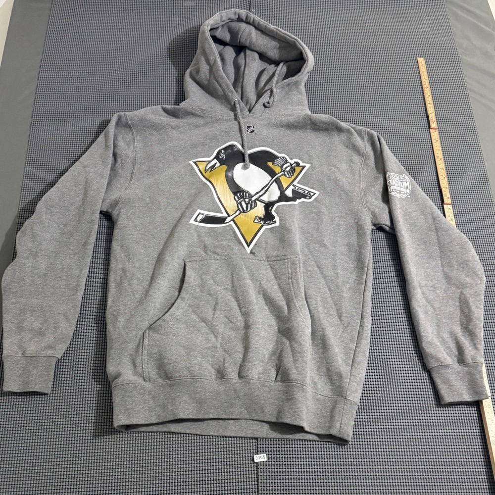 Reebok Pittsburgh Penguins Sidney Crosby 87 NHL Hoodie Gray Size M